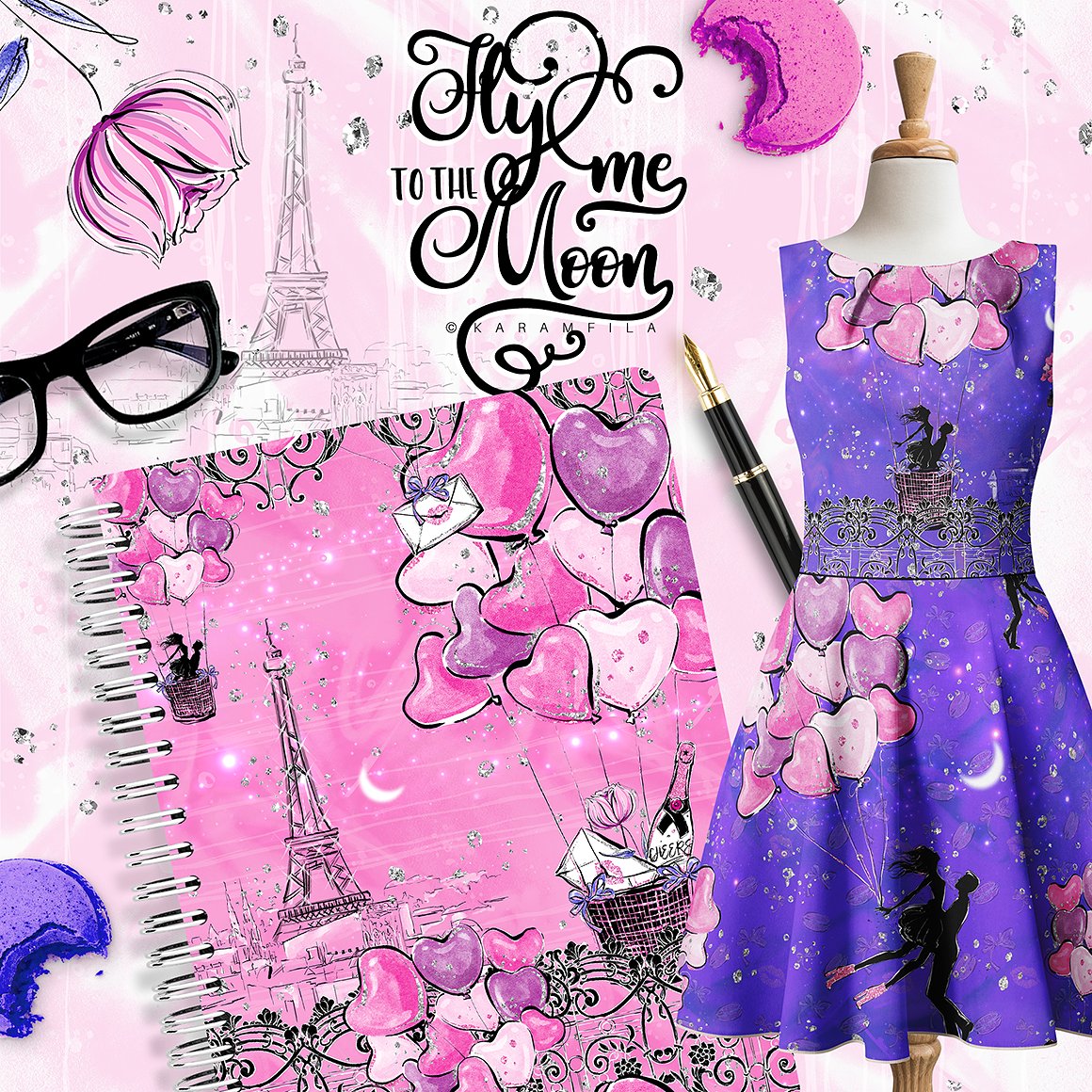 手绘2018流行色风格的情人节元素集合（png）插图(6)