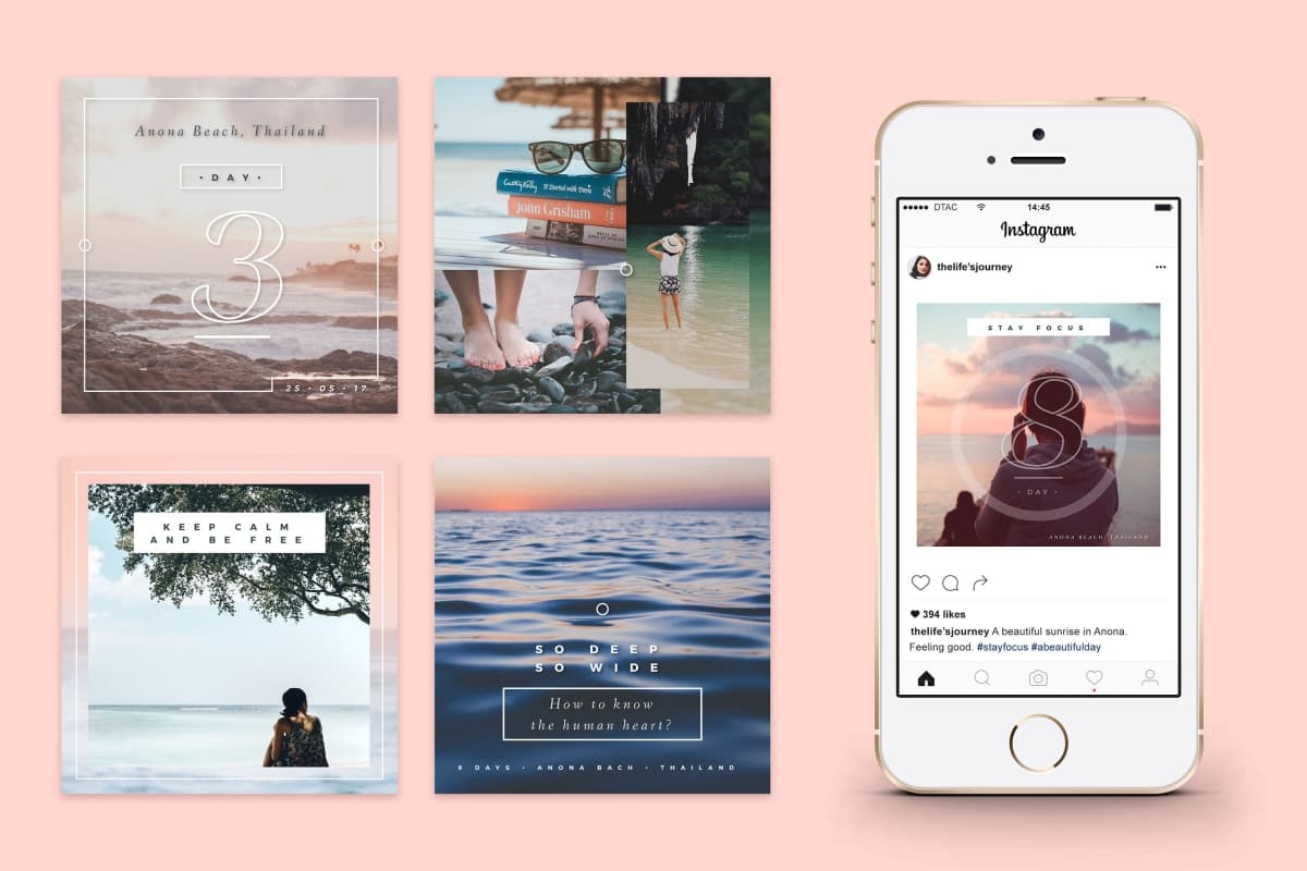 “生活就是旅行” Instagram 主页模板 Life’s a journey, Free Template for Instagram插图(6)