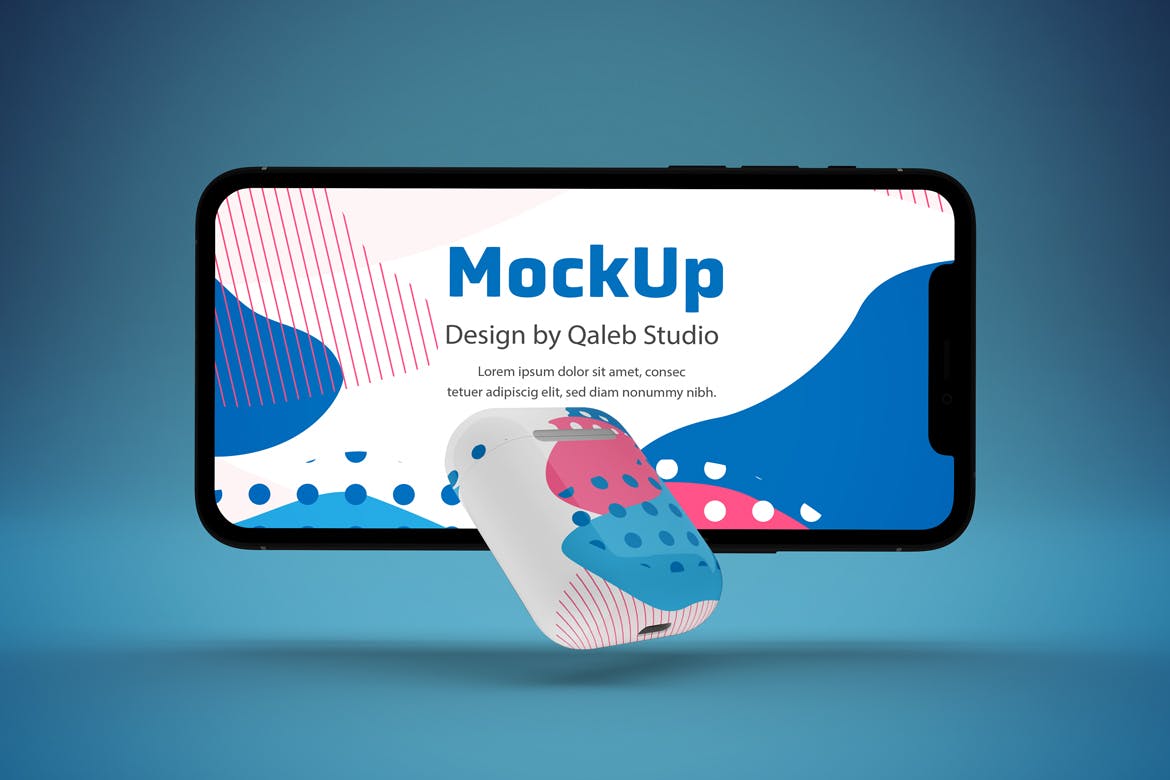 创意设计风格iPhone 11 & AirPods样机模板 iPhone 11 & AirPods Mockup插图(3)