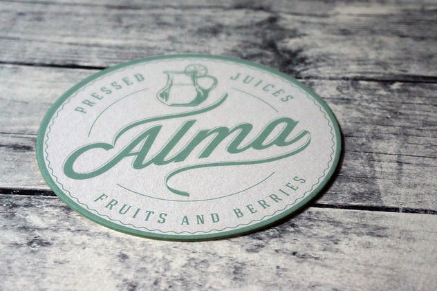 复古圆形杯垫标签展示样机 Coaster Round Label Mockup插图(4)