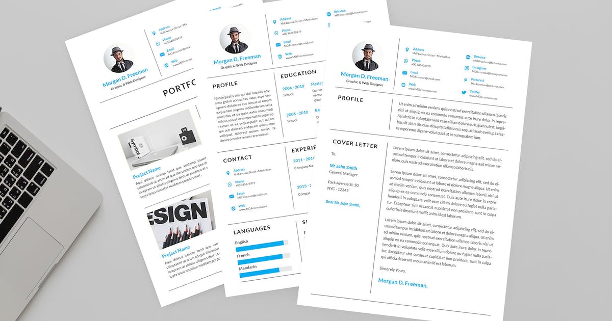 极简主义的设计师自我介绍/求职简历模板插图