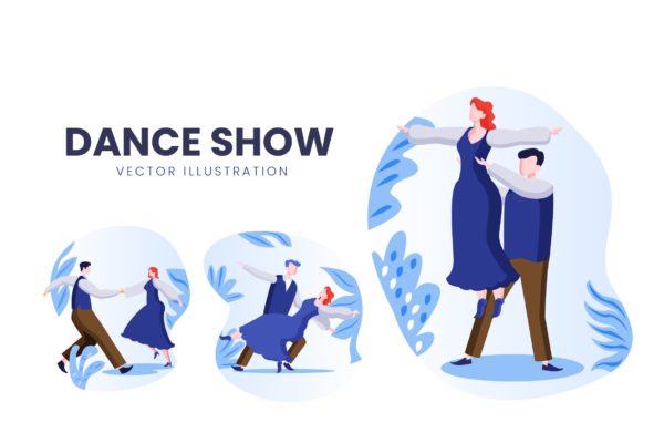 舞蹈表演人物形象素材库精选手绘插画矢量素材 Dance Show Vector Character Set