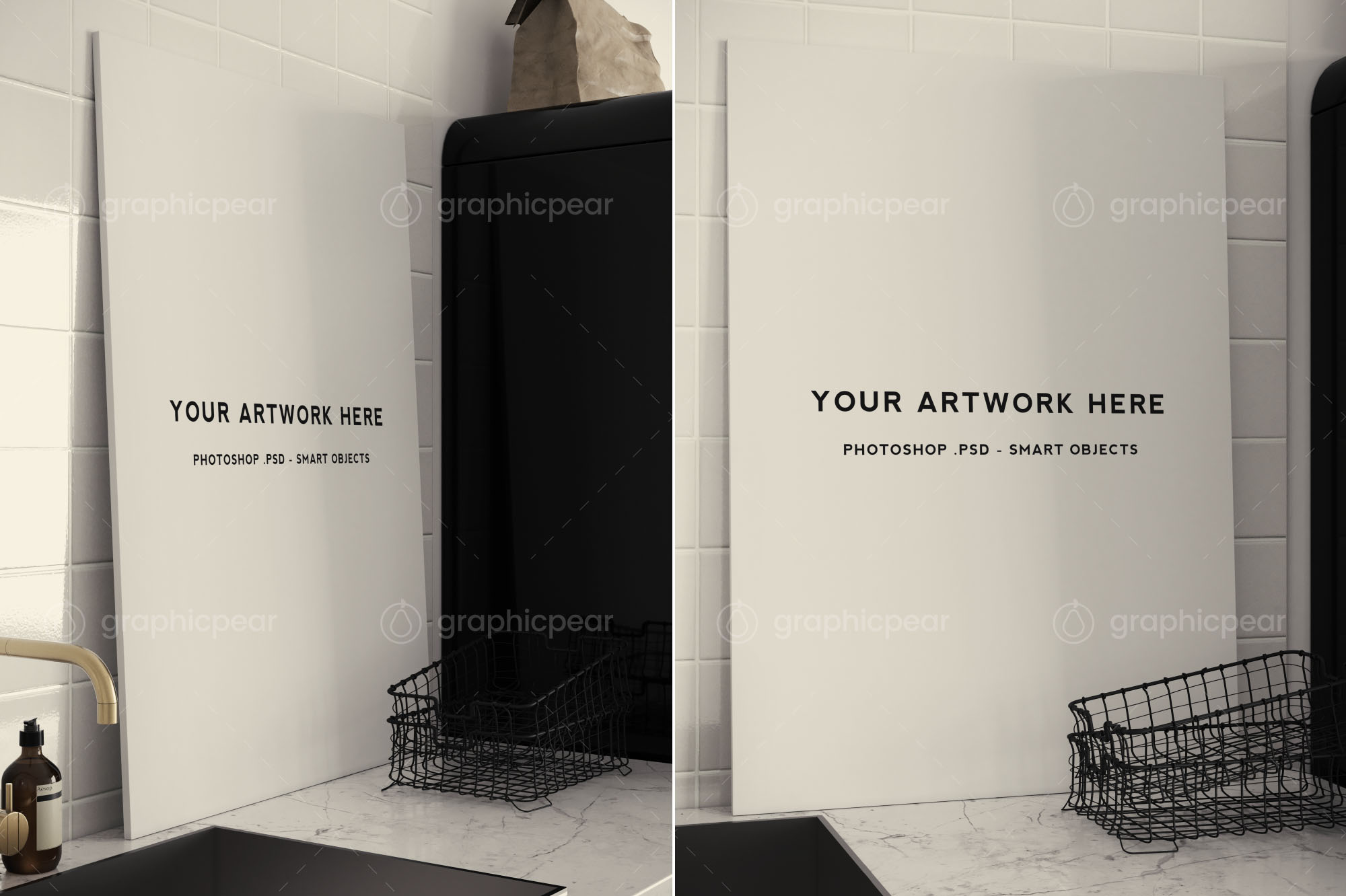 厨房场景海报设计效果图预览样机 Poster Mockup in Kitchen Scene Setting插图(2)