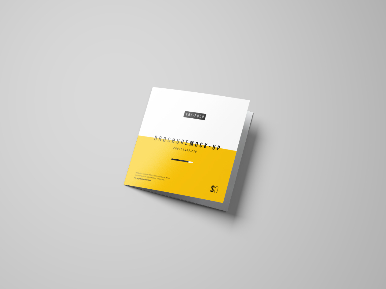 方形三折小册子设计内页印刷效果图样机模板 Square Tri-Fold Brochure Mockup插图(2)