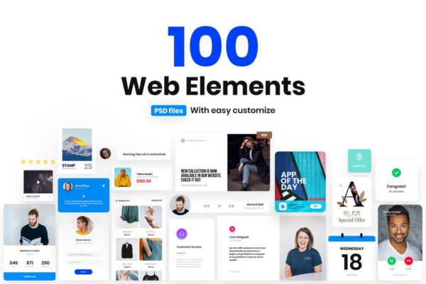 100个APP＆Web原型UI界面设计元素下载 Web Elements