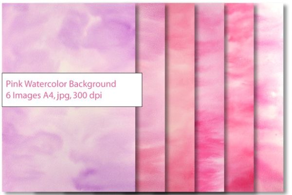 粉红水彩图案纹理背景 Pink Watercolor Texture Background