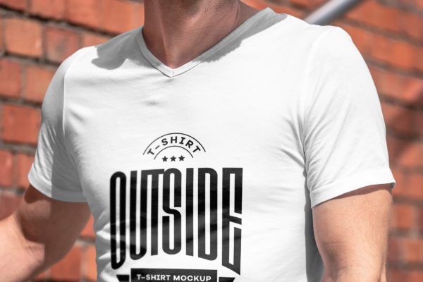 男士印花T恤真实模特上身效果图样机素材库精选模板 T-Shirt Mock-up 5