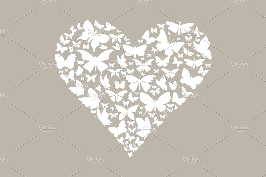 各种主题图标拼凑心形插画 Collection of hearts插图(3)