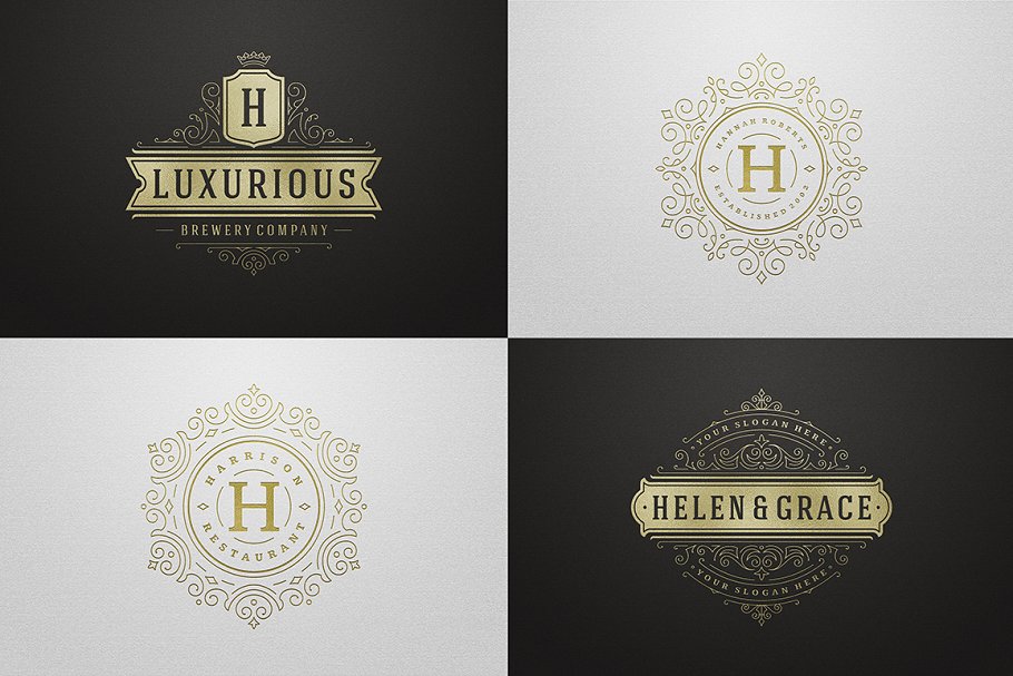 50个奢华装饰Logo及徽章  50 Ornament logos & badges插图(10)