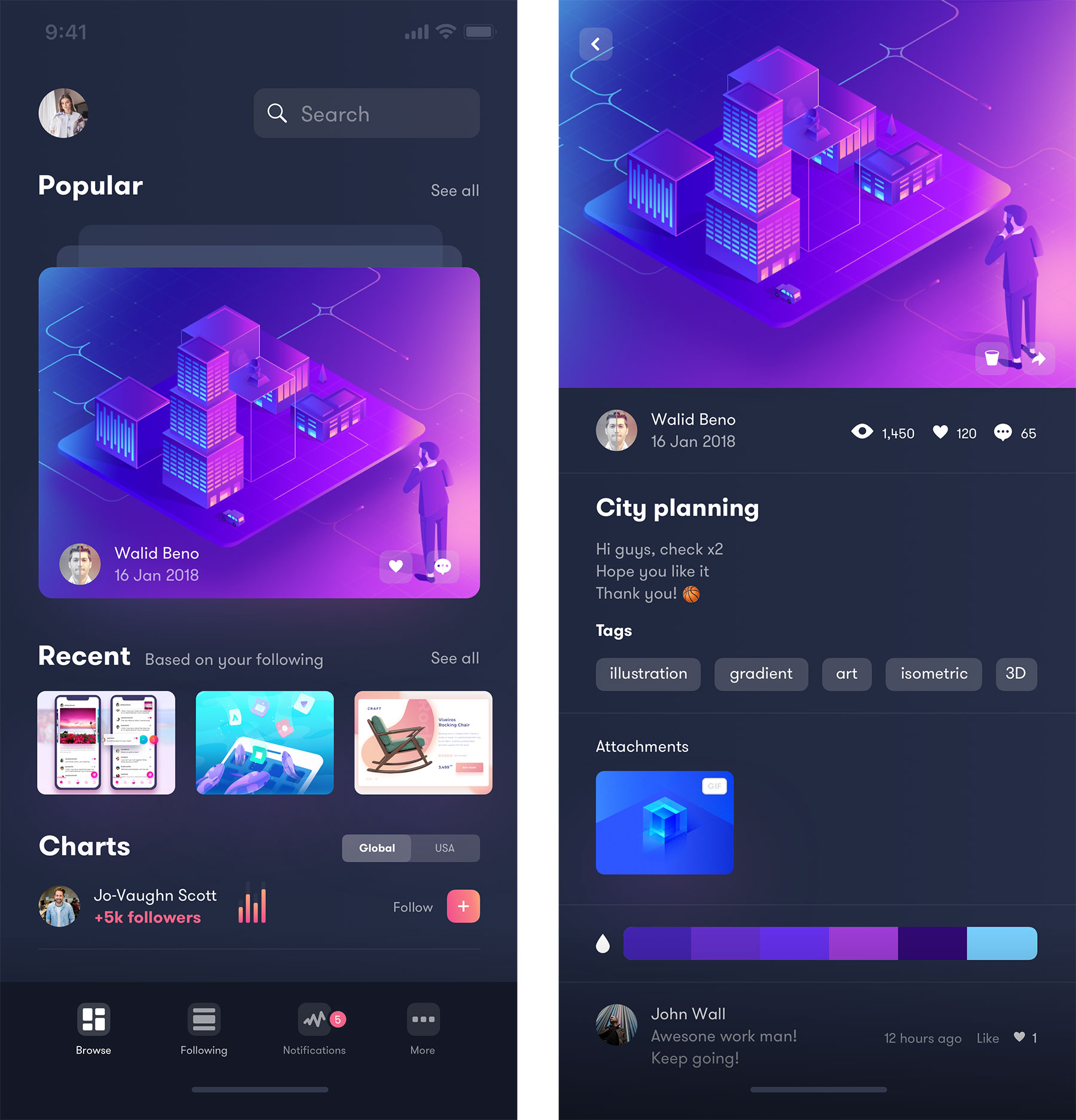 Dribbble 概念 iPhone X 应用界面