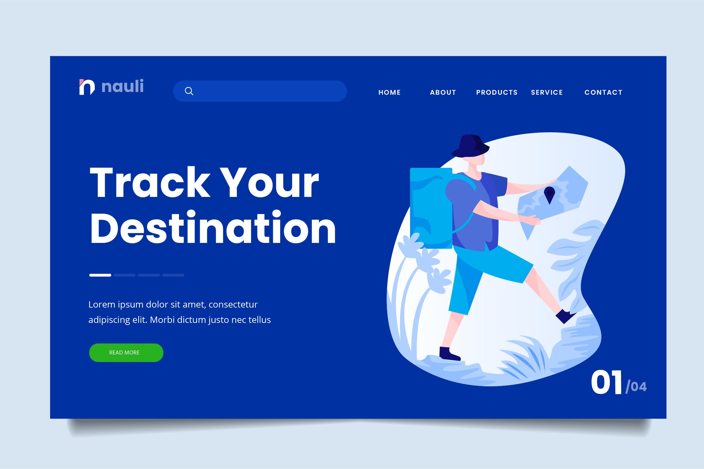 野营导航主题网站设计矢量插画素材 Camping Tracking Web Header PSD and AI Vector插图