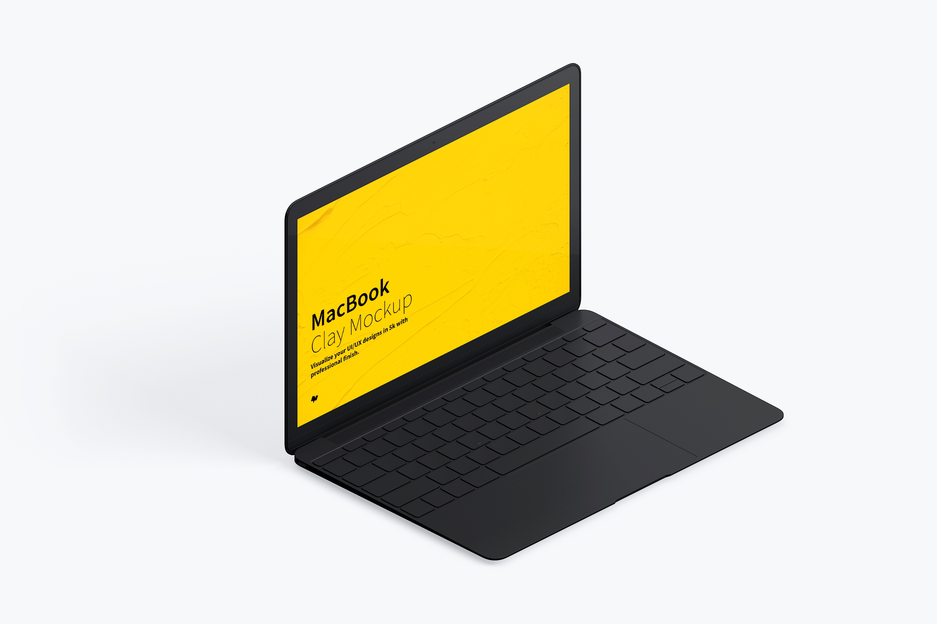 MacBook超极本屏幕演示效果左视图样机 Clay MacBook Mockup, Isometric Left View插图(3)