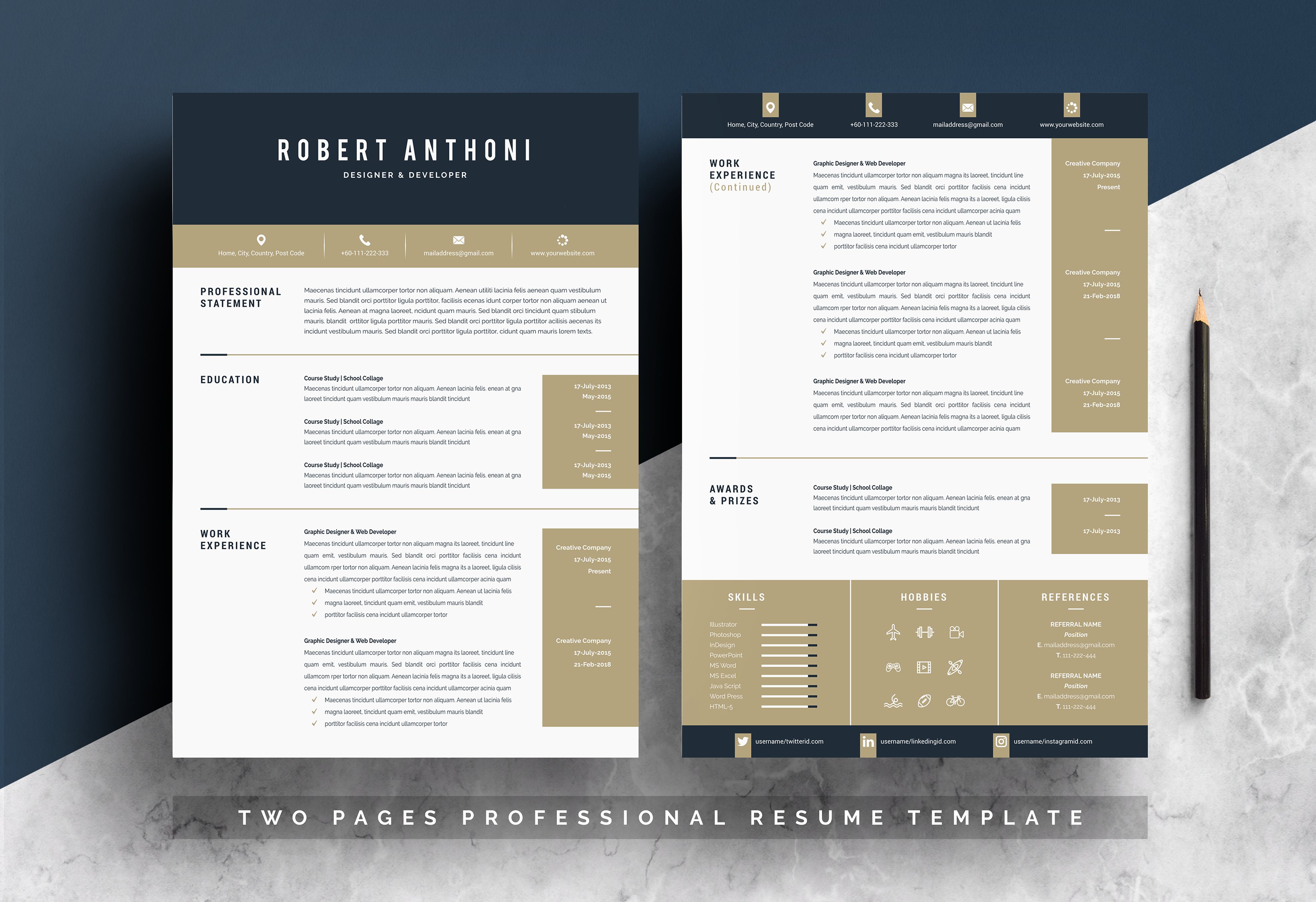 经典实用个人简历模板下载 Word Resume Temlate | 4 Pages Pack插图(1)