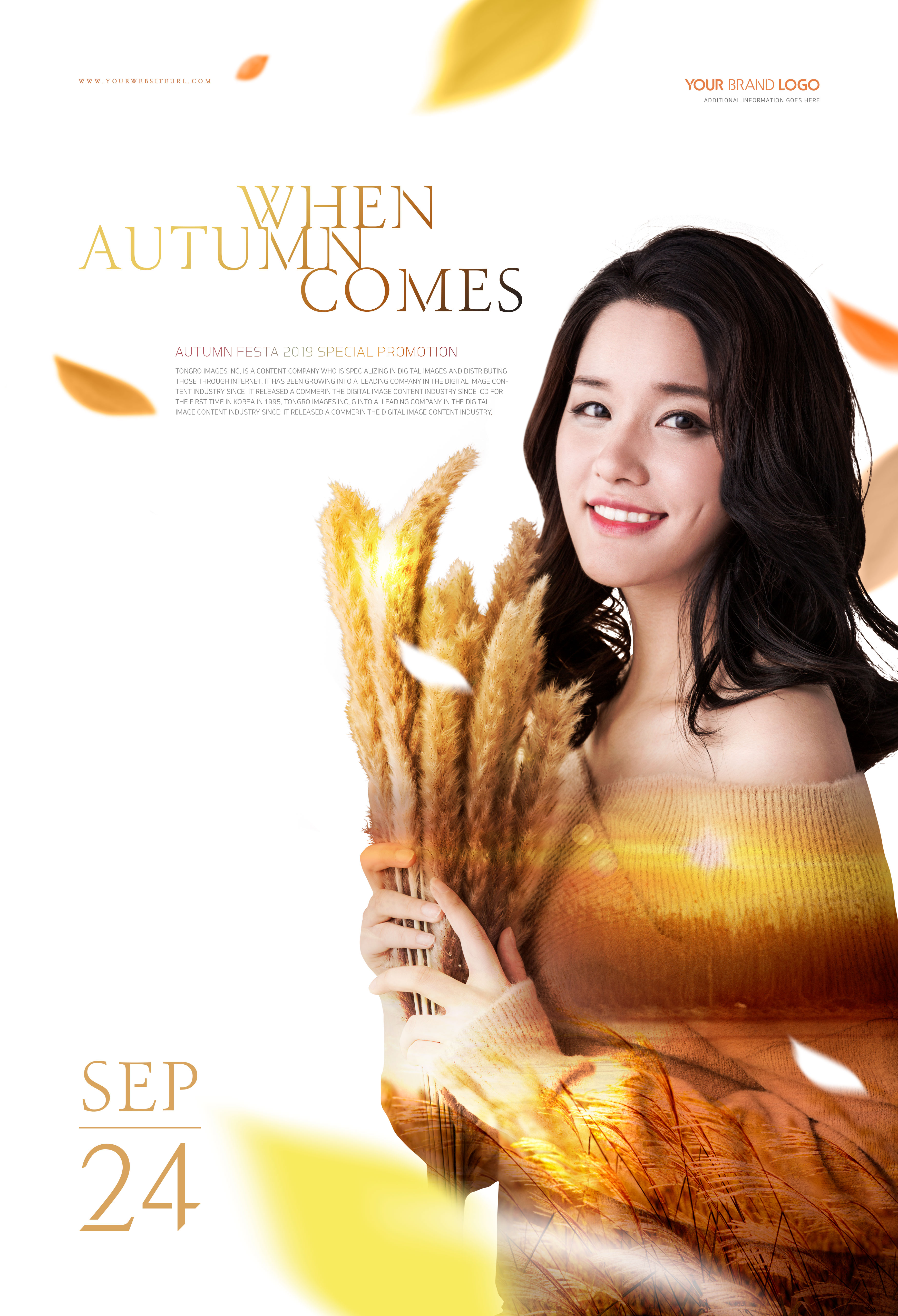 秋季主题双重曝光海报图片psd素材插图