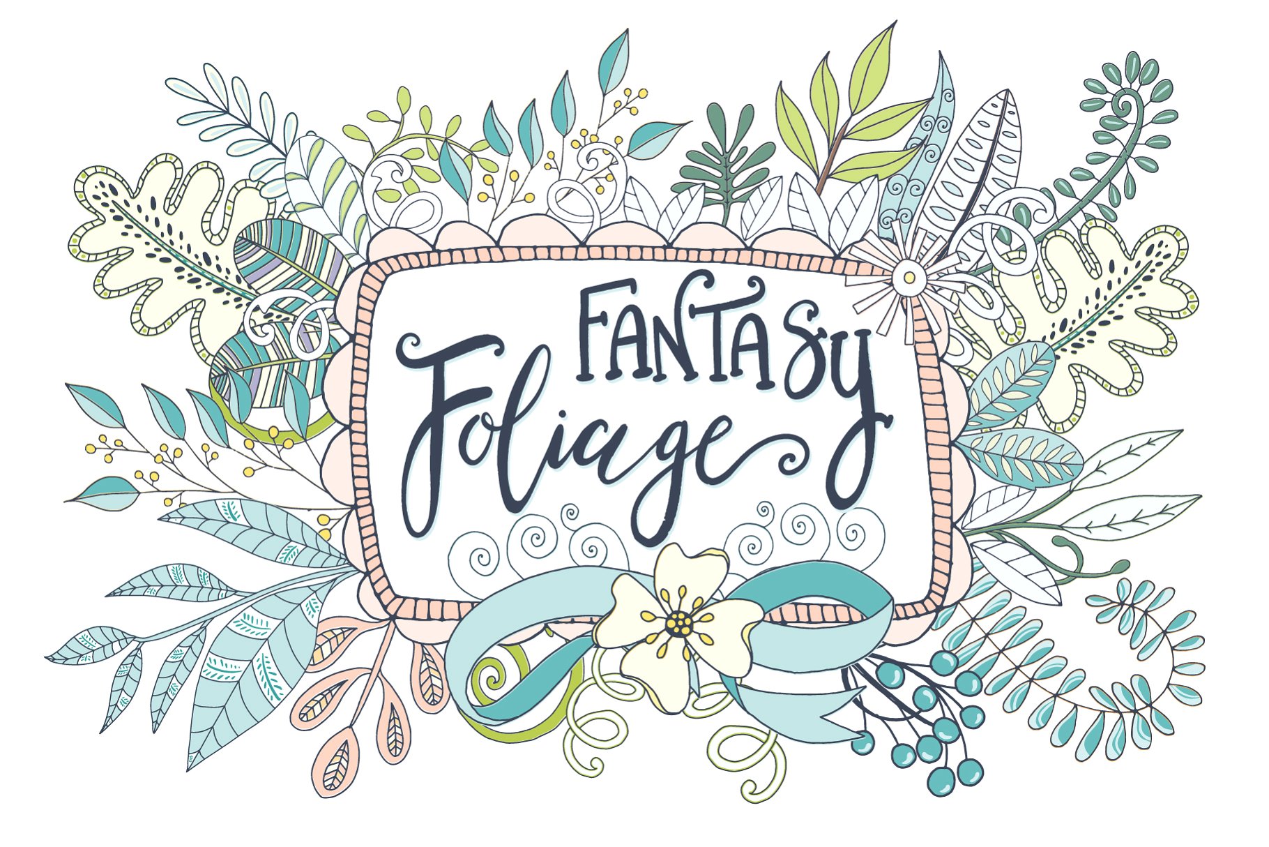 梦幻繁花似锦水彩手绘花卉蝴蝶树叶矢量图形 Fantasy Flowers, Floral Wreaths插图(2)