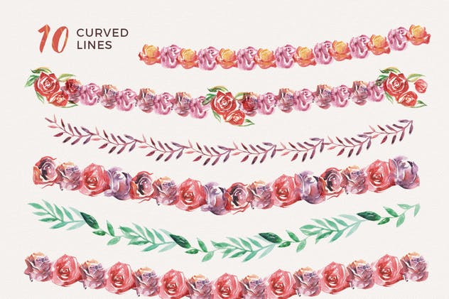 水彩手工设计花卉图案合集 Watercolor Handmade Design Bundle插图(10)