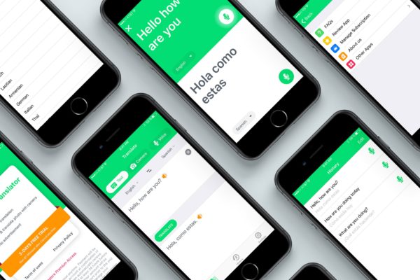 翻译类APP应用UI设计套件 Text To Speech mobile app UI Kit
