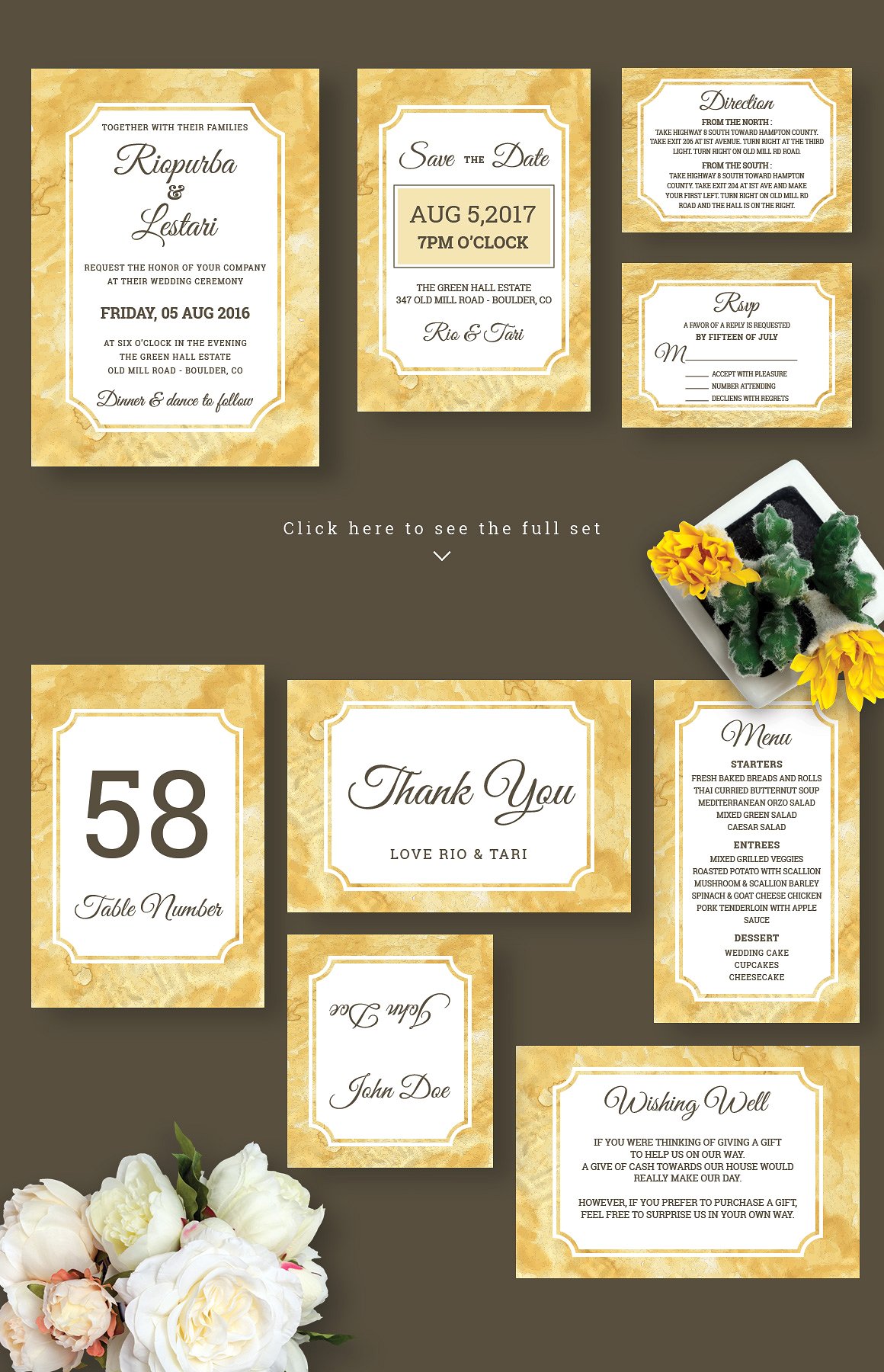 实用的金色大理石质感纹理名片卡片邀请函设计模板大集合插图(1)