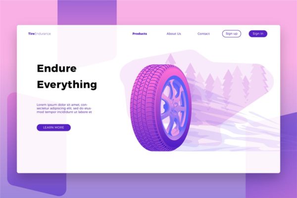 汽车部件轮胎品牌 Banner&amp;着陆页模板 Autoparts Tire-Banner &amp; Landing Page