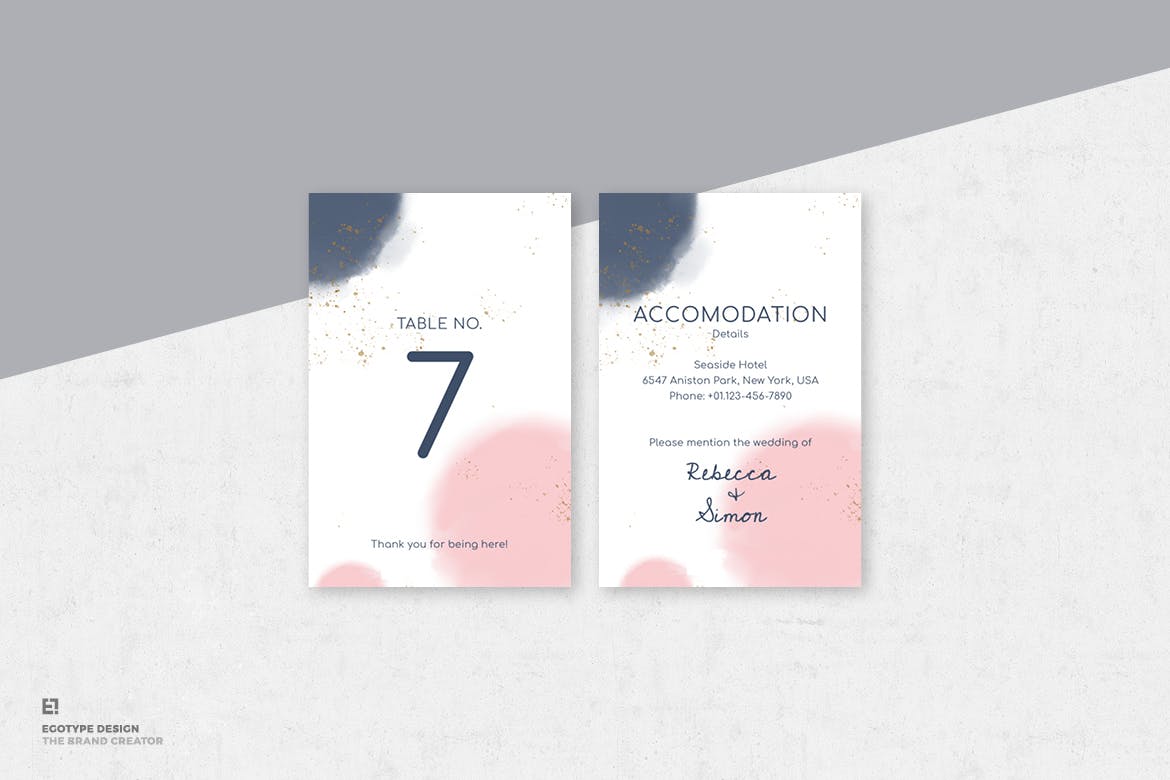 淡水彩艺术婚礼邀请设计素材包v1 Wedding Invitation Set插图(6)