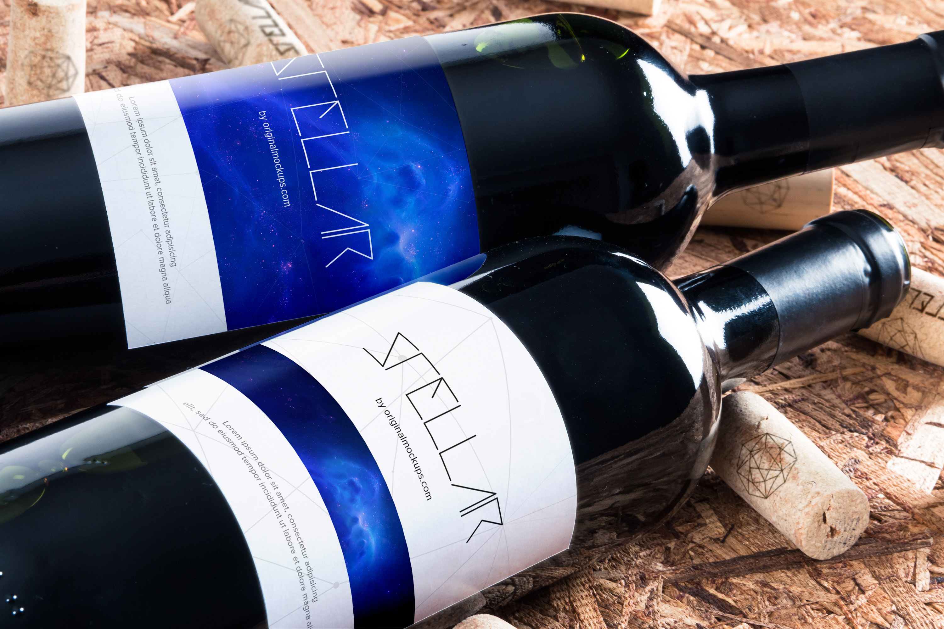 葡萄酒洋酒酒瓶外观标签设计样机模板04 Wine Bottle Mockup 04插图