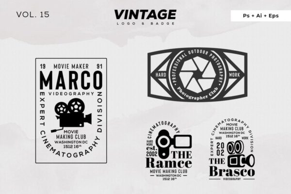 欧美复古设计风格品牌素材库精选LOGO商标模板v15 Vintage Logo &amp; Badge Vol. 15