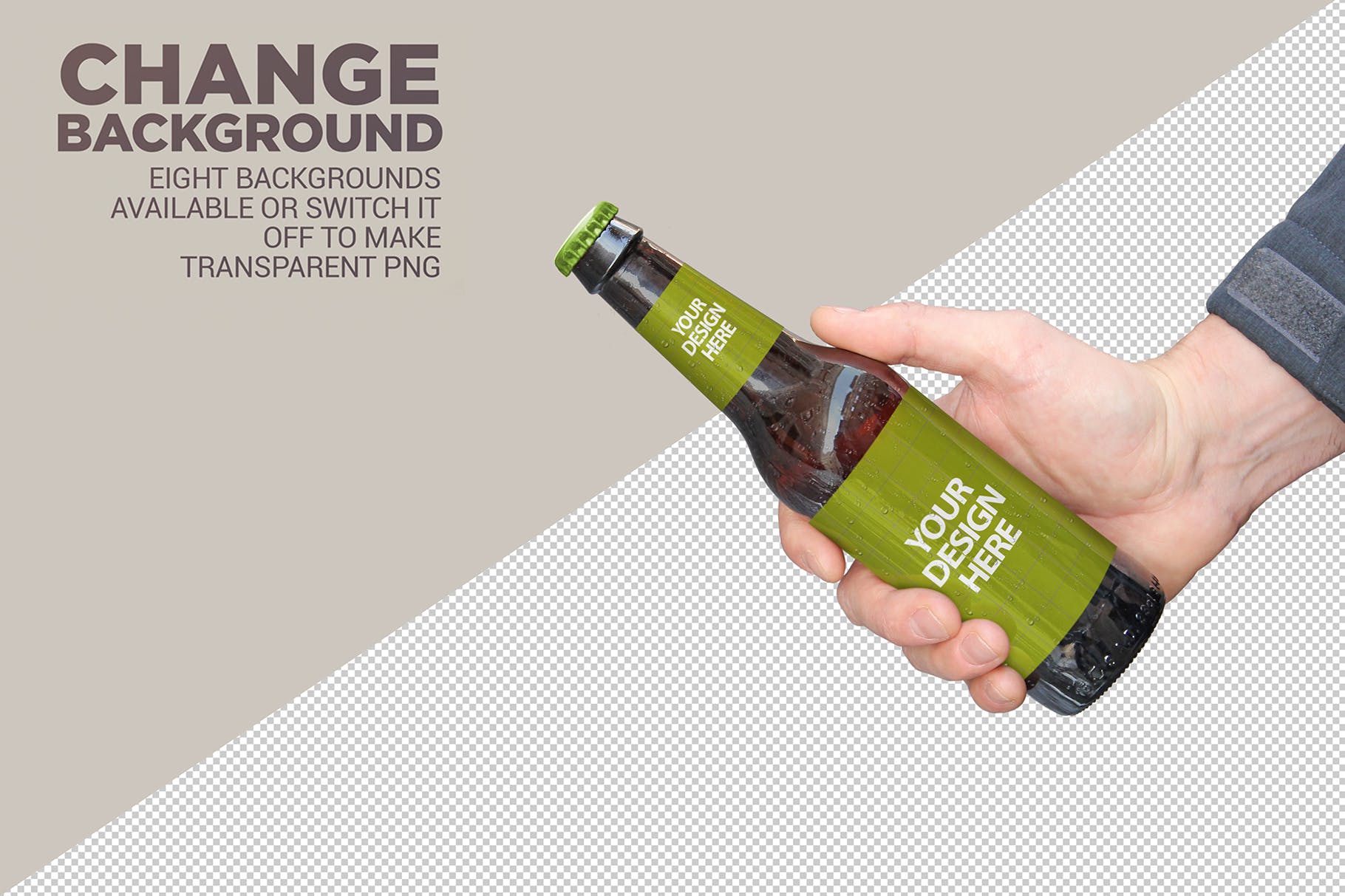 手持啤酒瓶素材库精选模板 Get Beer Bottle Mockup插图(5)