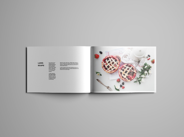 品牌宣传画册内页排版设计PSD样机 Landscape Brochure Mockup PSD