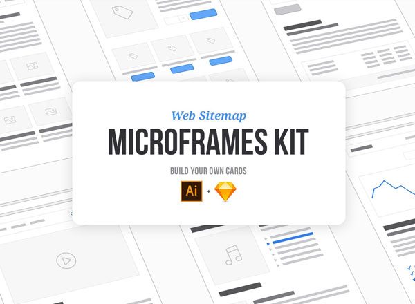 简约网站线框图 Web Sitemap Microframes Kit [PSD&Sketch]