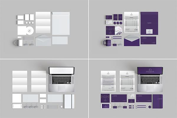 10个时尚高端办公品牌文具样机VI展示模型mockups