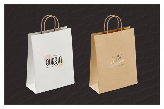 经典牛皮纸购物袋样机套装 Paper Bag Mockup Set插图(4)