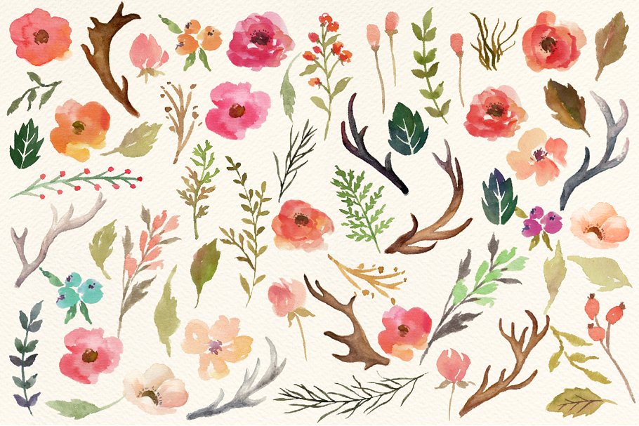 水彩花卉DIY素材包 Watercolor flower DIY pack Vol.3插图(2)