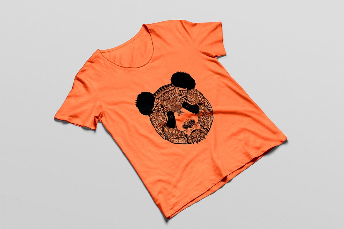 熊猫-曼陀罗花手绘T恤印花图案设计矢量插画素材库精选素材 Panda Mandala T-shirt Design Vector Illustration插图(4)