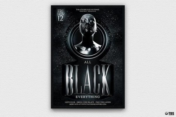 黑人服装俱乐部传单PSD模板v3 Black Party Flyer PSD V3