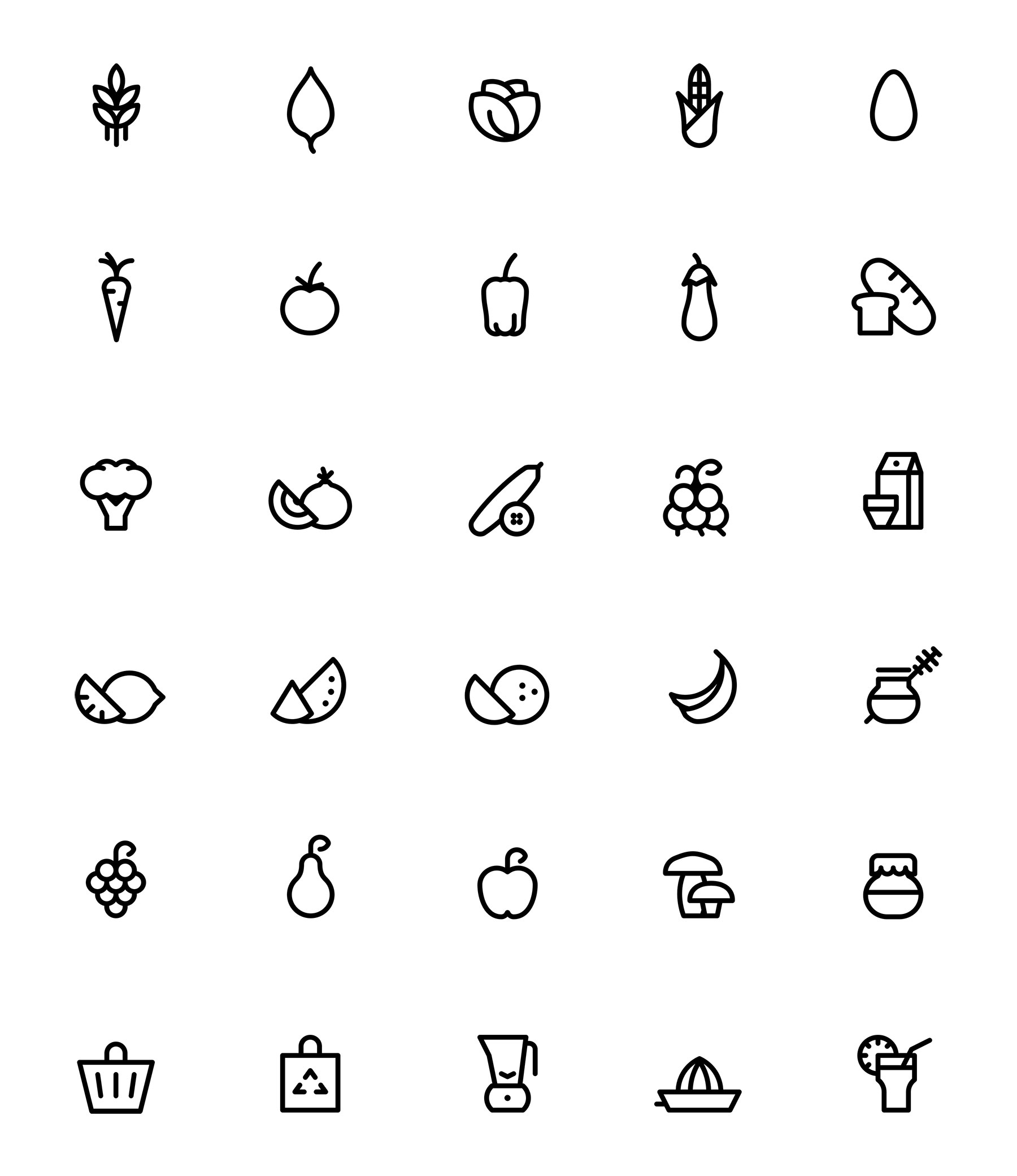 Organic Food Icon Set