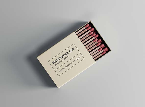 火柴盒外观设计俯视图素材库精选模板 Matchstick Box Mockup