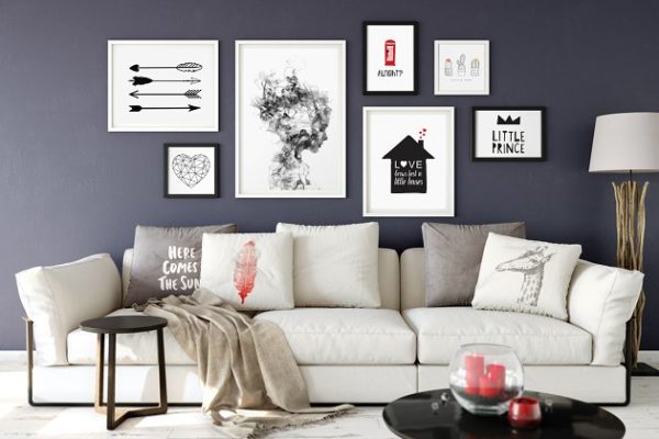 现代客厅画框样机模板09 Scandi Interior Frame Mockup – 09