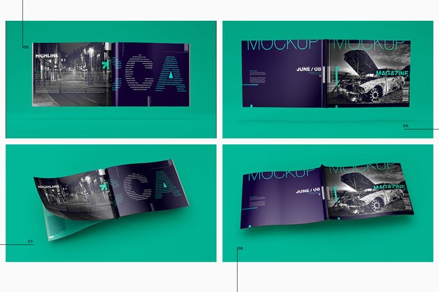 A4时尚杂志宣传册样机模板 Horizontal A4 Magazine Catalog Mockup插图(3)