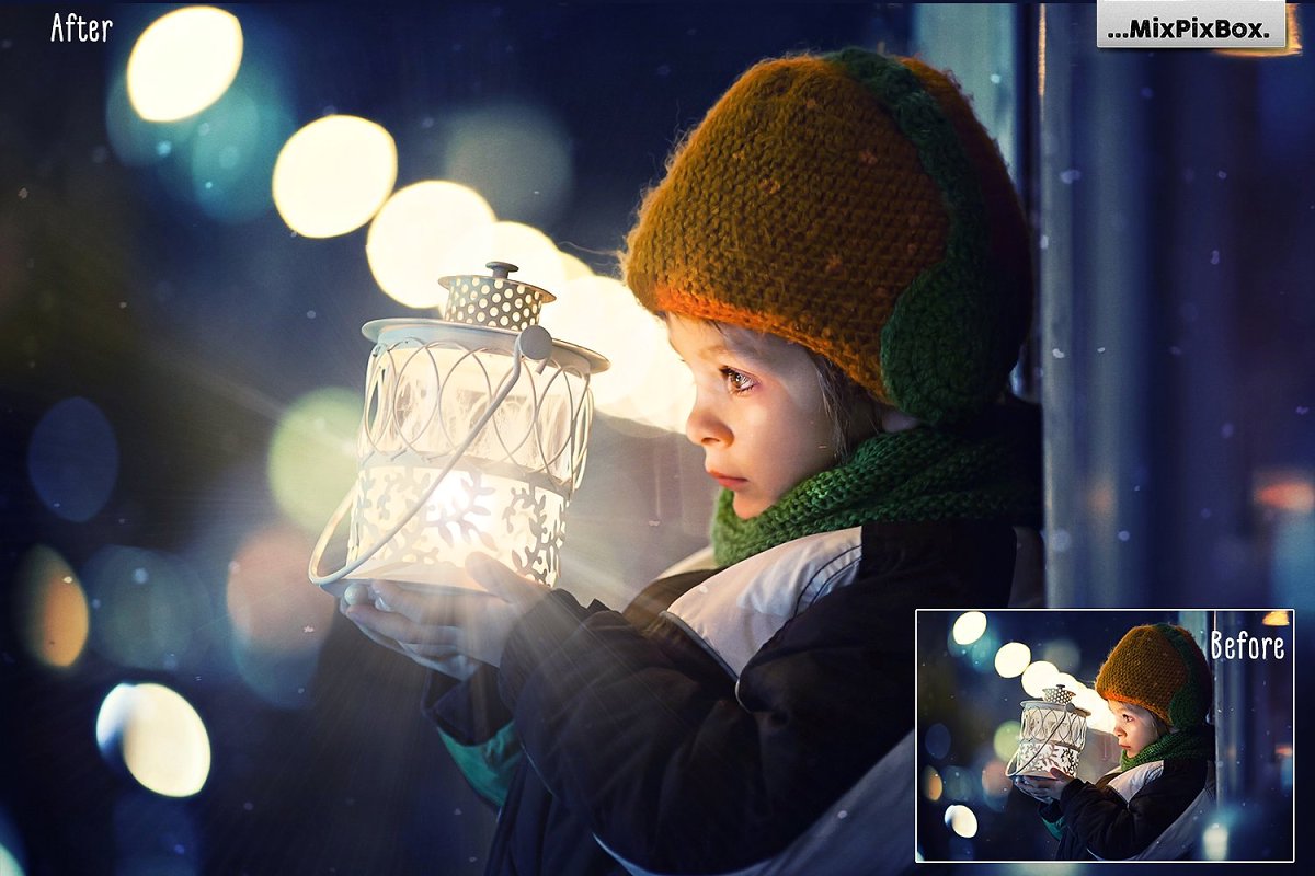 明亮温暖灯光照片叠层背景插图(2)