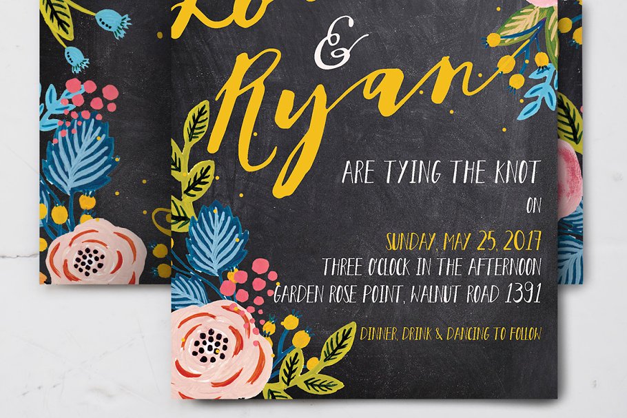 雅黑格调花卉婚礼设计套件 Black Floral Wedding Suite插图(5)