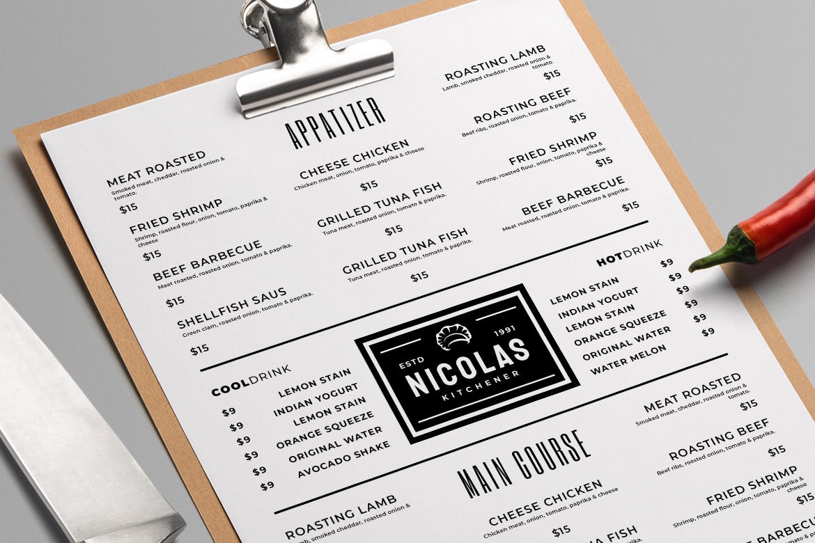 简约风西式餐厅素材库精选菜单模板v16 SGM – Food Menu. 16插图(1)