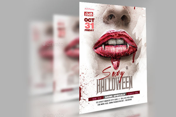 惊悚万圣节海报模板 Halloween Party Flyer [psd]