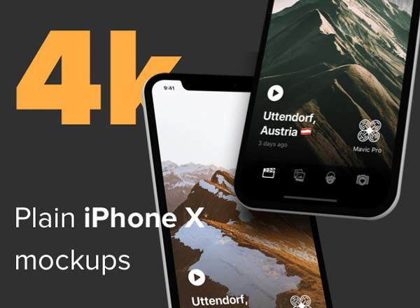 素材库下午茶：4K级的多角度iPhone X展示模型下载[PSD]