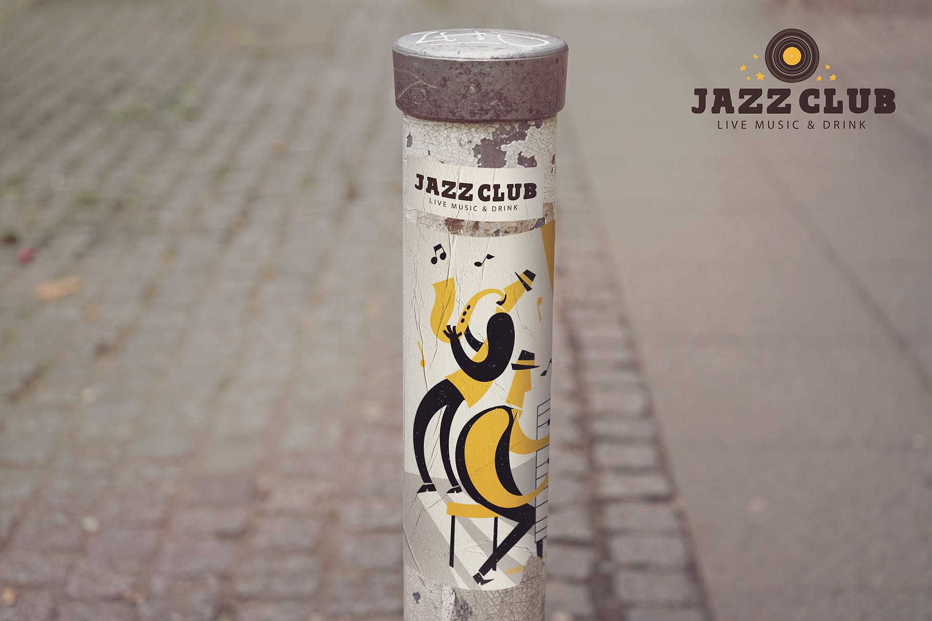 城市圆柱标志/海报张贴效果样机模板 Urban Sign Mockup插图(1)