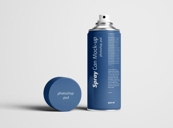 喷雾瓶喷雾罐外观设计样机PSD模板 Spray Can Mockup Photoshop PSD