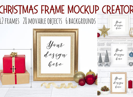 圣诞主题相框样机模板下载[PSD]