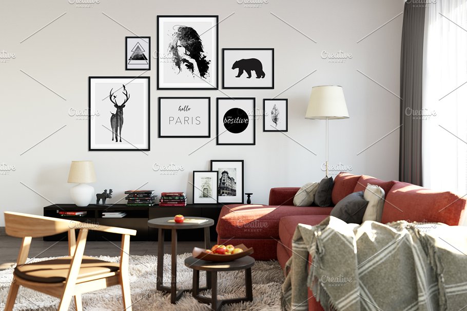 家居装饰画框相框样机模板合集 Interior Frame Mockup Bundle Vol. 2插图(1)