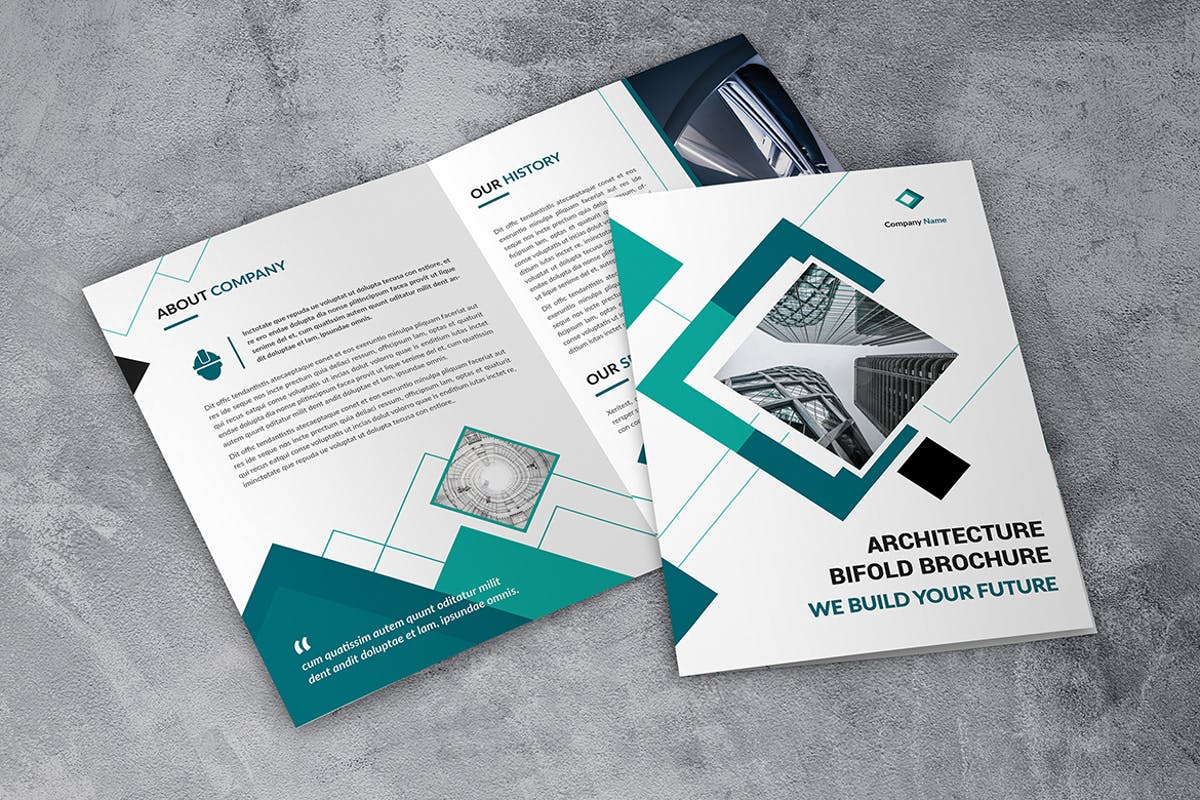 建筑企业/品牌宣传折页传单设计模板 Architerture Bifold future插图