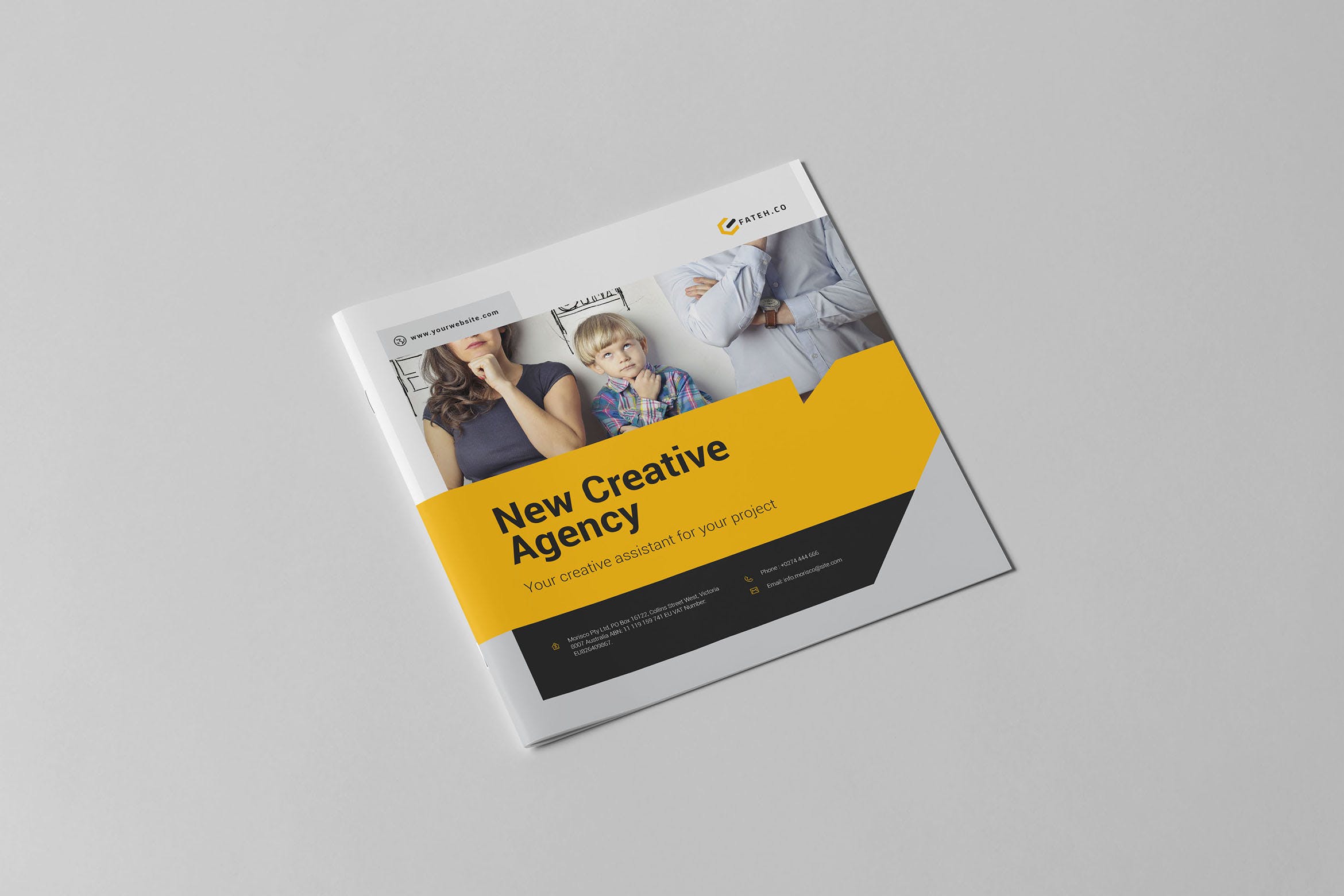 方形创意策划企业介绍宣传画册设计模板 Malibu Brochure Square插图