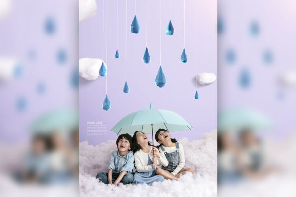 雨滴梦幻场景儿童主题海报设计素材